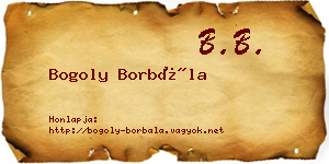 Bogoly Borbála névjegykártya